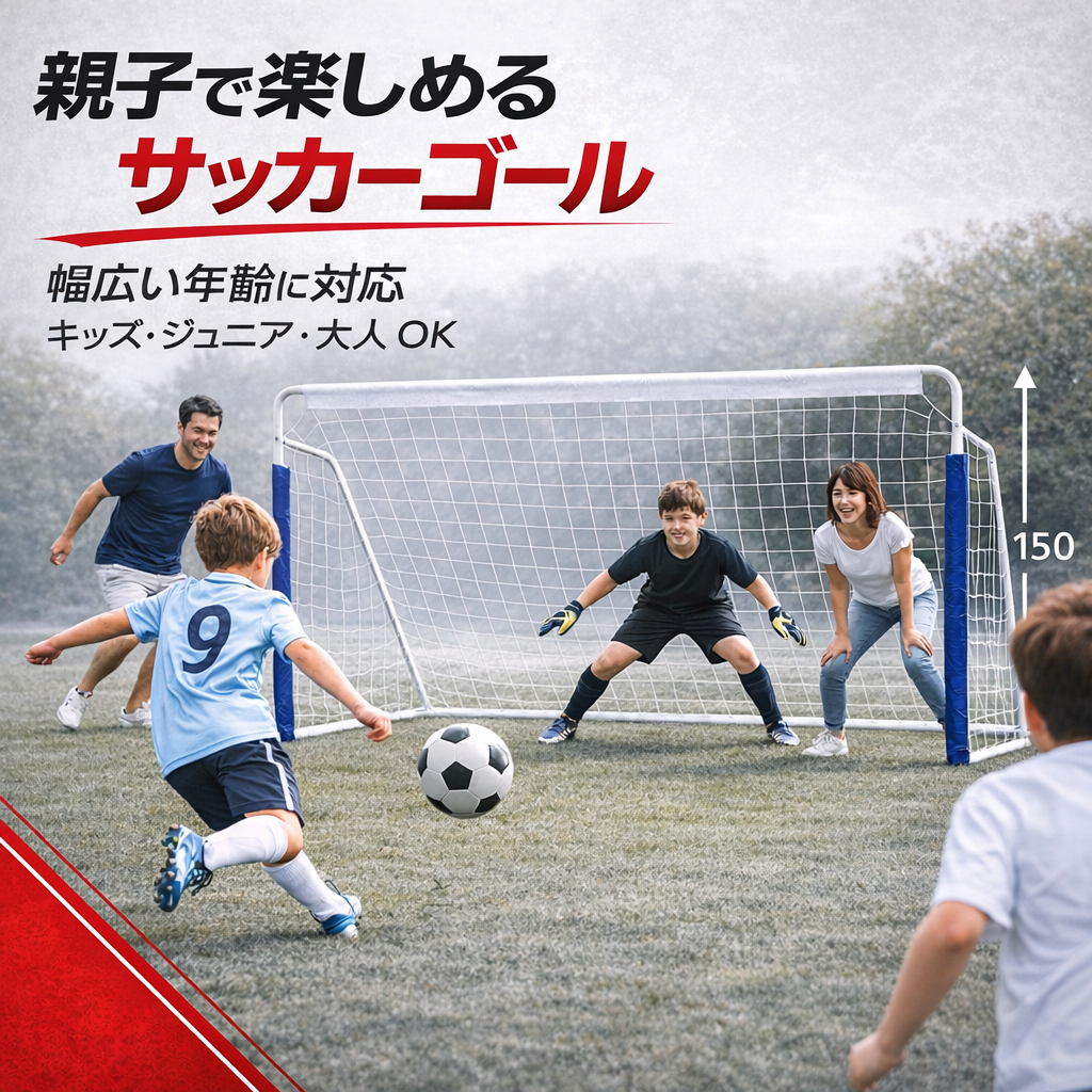 サッカーゴール 屋外 子供 組み立て式 240×150×90cm 公式サイズ 室内・室外兼用 ポータブル フットサルゴール サッカー 室内練習 対戦 試合 スチールフレーム頑丈耐用 組み立て式 収納バッグ付き 持ち運び便利