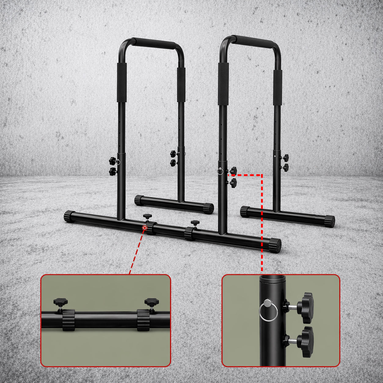 ディップススタンド 高さ調節可能 ディップスバー 2個 ブラック 筋トレ器具 耐荷重120kg 腹筋 胸筋 腕 背中 筋肉強化 筋力 自宅 全身トレーニング