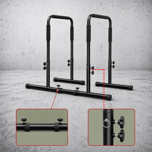 ディップススタンド 高さ調節可能 ディップスバー 2個 ブラック 筋トレ器具 耐荷重120kg 腹筋 胸筋 腕 背中 筋肉強化 筋力 自宅 全身トレーニング
