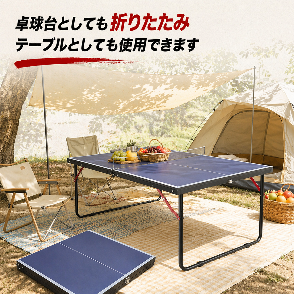 折りたたみ 卓球台 コンパクト 家庭用 省スペース マンションでも 簡単組み立て 軽量 収納ラクラク 子供と楽しめる 家族団らん 室内遊び スポーツ リビングゲーム 室内 屋外 ミニ 持ち運び可能 ネット付き（サイズ：幅：76×奥行：137×高さ：67）
